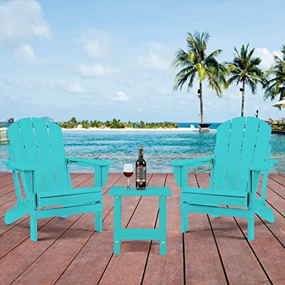 Apolimi Adirondack Outdoor Side Table, 2-Tier Sturdy Patio End Table Weather Resistant, 16.5" Solid Side Table for Patio, Pool, Porch - color: Aruba Blue