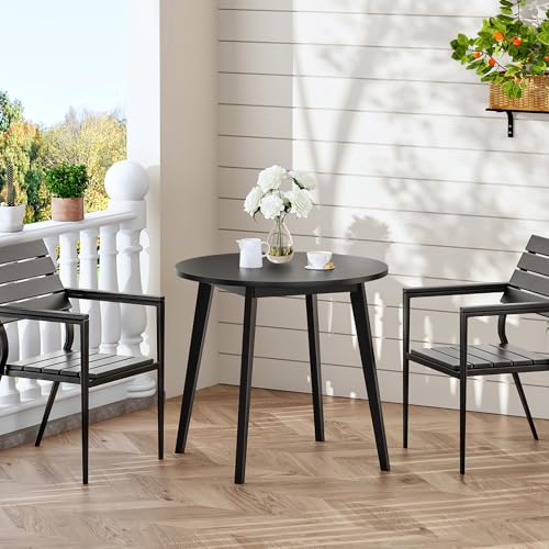 HOOBRO Bamboo Dining Table, Round Dining Table for 2, 27.5" Kitchen Table for Small Space, Writing Table, Easy to Assemble, for Dining Room, Living Room, Office, Kitchen, Apartment, Black BK71CZ01G1 - color: Black