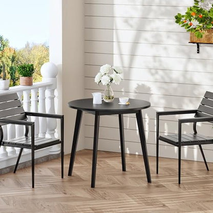 HOOBRO Bamboo Dining Table, Round Dining Table for 2, 27.5" Kitchen Table for Small Space, Writing Table, Easy to Assemble, for Dining Room, Living Room, Office, Kitchen, Apartment, Black BK71CZ01G1 - color: Black