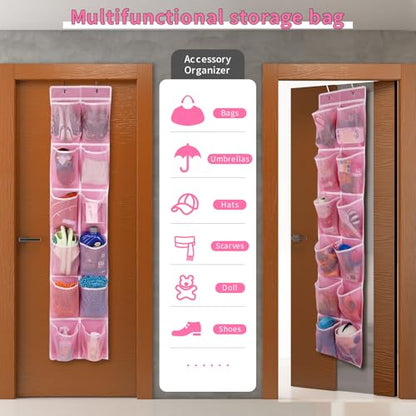 GOMAJI Over the Door Hanging Shoe Organizer, 12 Large Pockets, 2-Pack - color: Pink