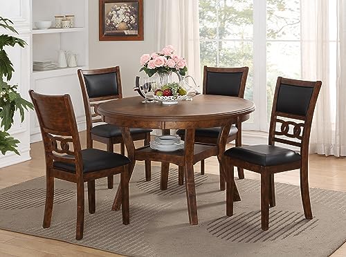 New Classic Furniture Gia Dining Chair (Set of Four), Black PU Upholstered Seat & Back Rest, Brown - color: Brown, size: Set of 4, style: Dining Chair