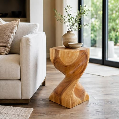 Rutledge & King Wooden End Table - Unique Wooden Side Table - Mid Century Side Table - Saur Wood Decor - Small Accent Table - Mid Century Modern - color: Natural, style: Valverda