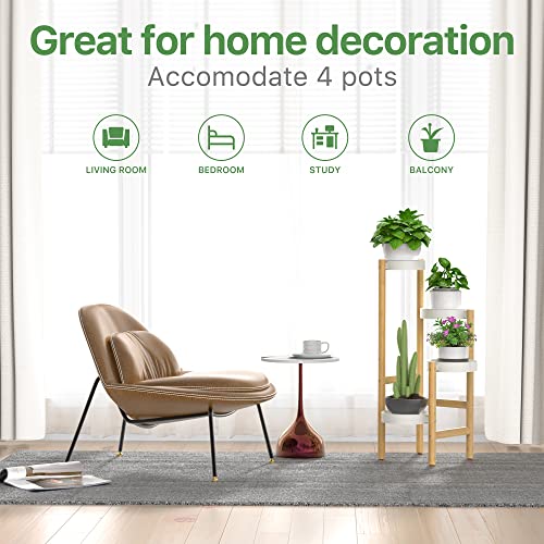 Wisuce Bamboo Plant Stands Indoor, 4 Tiered Tall Corner Plant Stand Holder Multiple Shelf Flower Tables for Garden Indoor Home (4 Tier -2)