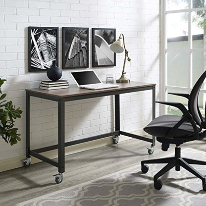 Modway Vivify Industrial Modern Computer Office Desk With Locking Casters - size: Computer Office Desk