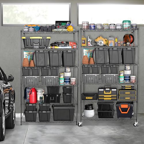 WDT 6 Tier Shelf Shelving Unit with Wheels,Adjustable Metal Shelves for Storage, NSF Black Wire Shelving Rack, 2100Lbs Capacity Heavy Duty Shelving Storage Shelves for Kitchen Garage,47" Dx17 Wx80 H - size: 6Tier 47"W x 17"D x 80"H