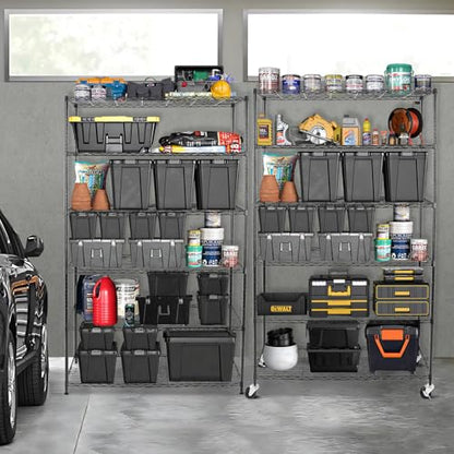 WDT 6 Tier Shelf Shelving Unit with Wheels,Adjustable Metal Shelves for Storage, NSF Black Wire Shelving Rack, 2100Lbs Capacity Heavy Duty Shelving Storage Shelves for Kitchen Garage,47" Dx17 Wx80 H - size: 6Tier 47"W x 17"D x 80"H