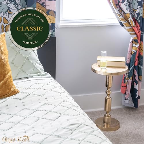 OBJET D'ART Rhodes Small Round Gold End Table, 21" H | Vintage Metal Accent, Side Table, Pedestal, Cocktail, Drink Table, Living Room, Small Spaces, Modern Look, Quality Build - style: Rhodes