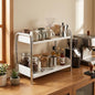 MOZIMABOX Cabinet Organizer Shelf, 2 Tier Kitchen Spice Rack Countertop Shelf Organizer, Stainless Steel Kitchen Storage Countertop Storage Shelf Container, (L, White) - size: L