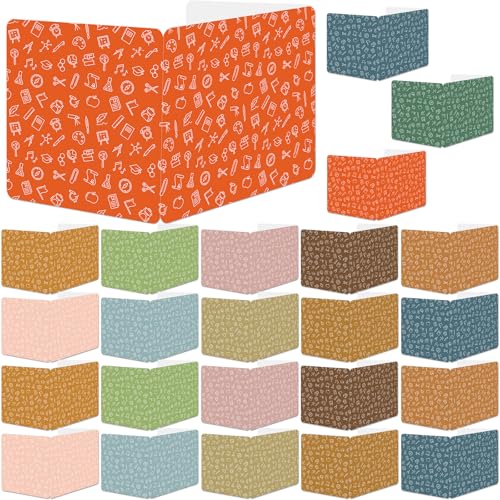 gisgfim 24 Pack Privacy Shields for Student in 12 Boho Colors Desk Dividers Durable Privacy Folders Testing Dividers Shield Study Boards Panel Partition for Classroom Teacher Back to School Supplies - style: Boho