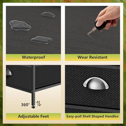 Night Stand with 3 Fabric Drawer & Metal Frame - Nightstand for Bedroom, 40LB Capacity, Sturdy Anti-Warp Design, Dustproof & Scratch-Resistant, Black 2026 - color: Black(3 Locker), size: set of 1