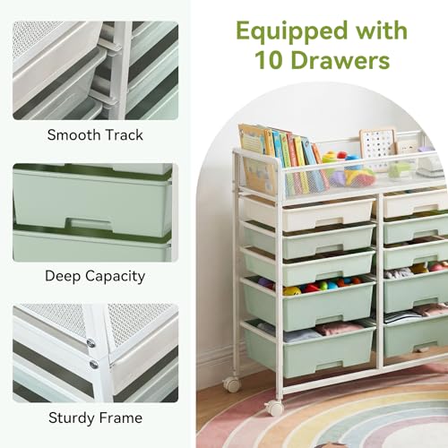 2 Pack Rolling Craft Cart with 10 Drawers, Art Craft Organizers and Storage with Lockable Wheels, Utility Cart for Organizing Arts and Crafts,Yarn,Toy, School Supplies - size: 10-Drawers(2 Pack)