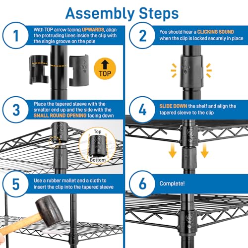 5-Tier Shelf, Adjustable Wire Metal Rack Shelving, Heavy Duty Standing Storage Shelves, Garage, Kitchen, Office, Bathroom, Shelfs Easy Assembly, 35" W x 14" D x 71" H, Black - color: Black, size: 5-tier 35.43"W x 13.78"D x 70.87"H