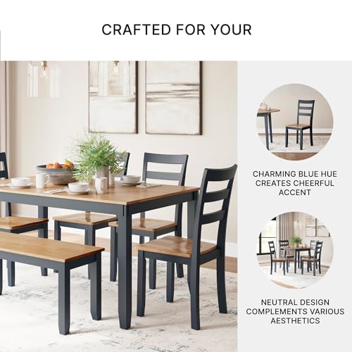 Signature Design by Ashley Gesthaven Solid Wood Frame Dining Chair, Set of 2, Blue/Natural - color: Light Brown & Blue