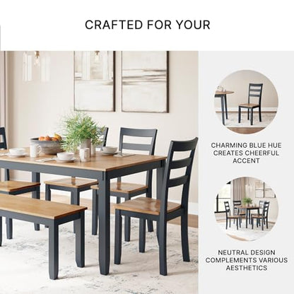 Signature Design by Ashley Gesthaven Solid Wood Frame Dining Chair, Set of 2, Blue/Natural - color: Light Brown & Blue