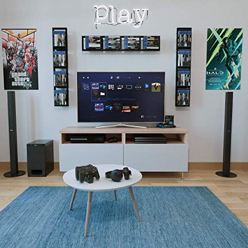 You Have Space CD DVD Storage Shelf for Wall, 34 Inch Cube Storage Media Shelf and Video Game Organizer, Metal Black Wall Shelf