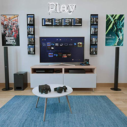 You Have Space CD DVD Storage Shelf for Wall, 34 Inch Cube Storage Media Shelf and Video Game Organizer, Metal Black Wall Shelf