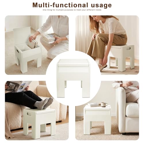 Modern Nightstand - Multifunctional Plastic Bedside Table with Storage Space, Side Table Easy Assembly for Bedroom, Dorm and Small Areas (14.2" D x 11.8" W x 15.78" H, Beige White) - color: Beige White
