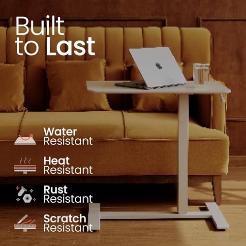 TopJob ANYDESK NEST Mobile Standing Desk, Portable with Hidden Wheels Non Folding, Sit Stand Desk, Computer Workstations, Home Use, Couch Side Table, Bedside Table, Kitchen Prep Table (Mist) - color: Mist