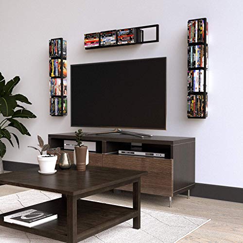 You Have Space CD DVD Storage Shelf for Wall, 34 Inch Cube Storage Media Shelf and Video Game Organizer, Metal Black Wall Shelf