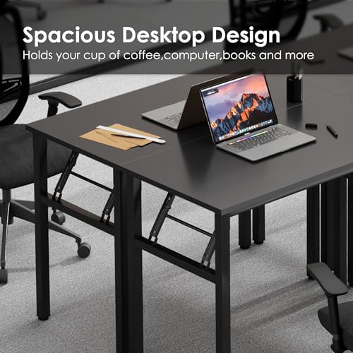 Need Office Computer Desk -35.8 L Sturdy and Heavy Duty Folding Laptop Table,Writing Table/Home Office Desk/Sewing Table, No Assembly Required, Black & Black Frame - color: Black & Black Frame, size: 35.8inch