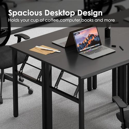 Need Office Computer Desk -35.8 L Sturdy and Heavy Duty Folding Laptop Table,Writing Table/Home Office Desk/Sewing Table, No Assembly Required, Black & Black Frame - color: Black & Black Frame, size: 35.8inch