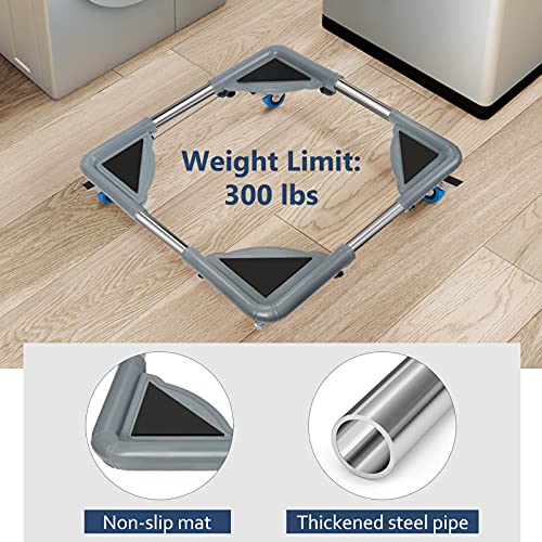SPACECARE Mini Fridge Stand Mobile Roller, Adjustable Furniture Dolly with 4 Locking Wheels, Heavy Duty Washing Machine Base, Universal Appliance Pedestal for Dryer and Refrigerator- Grey - color: Gray