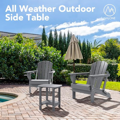 nalone Adirondack Side Table 16.5" Outdoor Side Table HDPE Plastic Double Adirondack End Table Small Table for Patio(Grey) - color: Grey