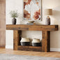 Tribesigns 63-Inch Long Console Table, 2-Tier Entryway Table Sofa Table with Storage, Farmhouse Wood Behind Couch Table for Living Room, Hallway, Rustic Mixed Brown - color: Rustic Mixed Brown