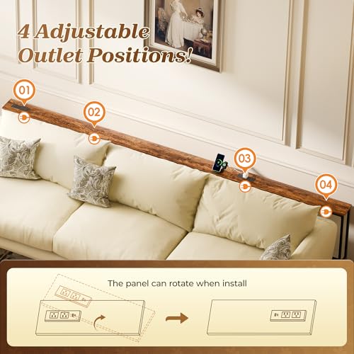SUPERJARE 106.3 Inch Sofa Table with 2 Power Outlets and USB-C Ports, 5.9 Inch Narrow Console Table, Long Entryway Hallway Couch Table Behind Sofa, Small Spaces, Living Room, Rustic Brown - color: Rustic Brown, size: 5.9"D x 106.3"W x 29.7"H