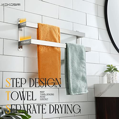 KOKOSIRI Hand Towel Bars Bathroom 2-Tiers Ladder Towel Rails 20 Inches Towel Holders Wall Mounted Towels Shelves Rack Brushed Stainless Steel, B5008BR-L20 - color: Brushed Nickel, size: 20-Inch