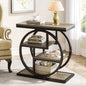 Tribesigns End Table for Living Room, 4-Tier Narrow Side Table with Storage Shelves, Industrial Bedside Table for Bedroom, Wood Small Sofa Side Table with Geometric Metal Frame (1 PC, Grey) - color: Grey