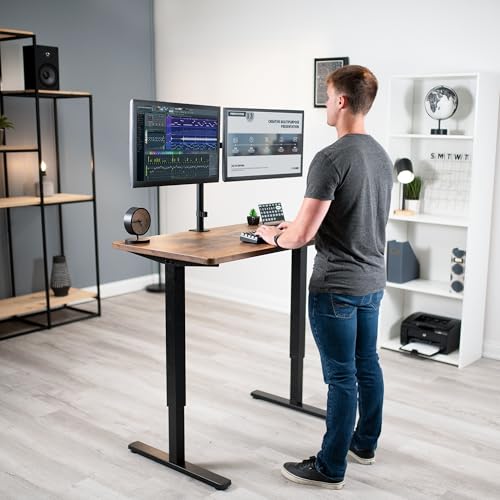 VIVO Compact Hand Crank Stand Up Desk Frame, Black, DESK-M051MB | For 37 to 77 inch Table Tops, Height Adjustable, Ergonomic Standing Desk Legs, Foldable Handle - color: Black