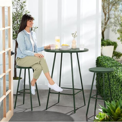 Best Choice Products 3-Piece Patio Dining Set, Bar Height, Outdoor Bistro Set, Outdoor Round Bar Table w/ 2 Bar Stools, Steel - Dark Green - color: Dark Green