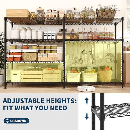 Garvee Metal Storage Shelves 4-Tiers, Standing Garage Shelving Unit 59"W x 13.8"D x 59.5"H, Heavy Duty Wire Shelving Rack Load 1060LBS, Adjustable Storage Shelf for Home Kitchen Pantry Basement(Black) - size: 59" W x 13.8" D x 59.5" H(4 Tiers)