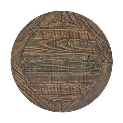 Napa Solid Wood Farmhouse Rustic Round End Side Living Room Table, Nightstand 26" W x 26" D x 25" H | Farmhouse Rustic, Pine Wood, Round Side Table, Nightstand, 2" Plank Top, for Living Room or Bedside, 26" W x 26" D x 25" H - color: Natural Finish