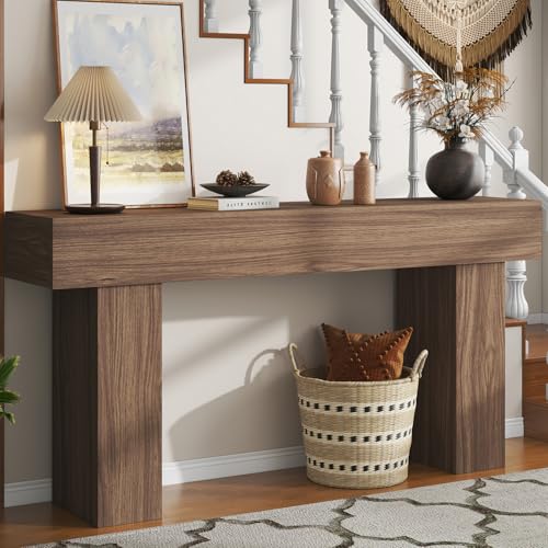 knoworld 63 Inch Long Console Table for Entryway, Farmhouse Wood Rectangular Sofa Table Behind Couch Table, Narrow Entryway Table for Living Room, Entrance, Hallway, Foyer, Easy Assembly (Brown) - color: Brown