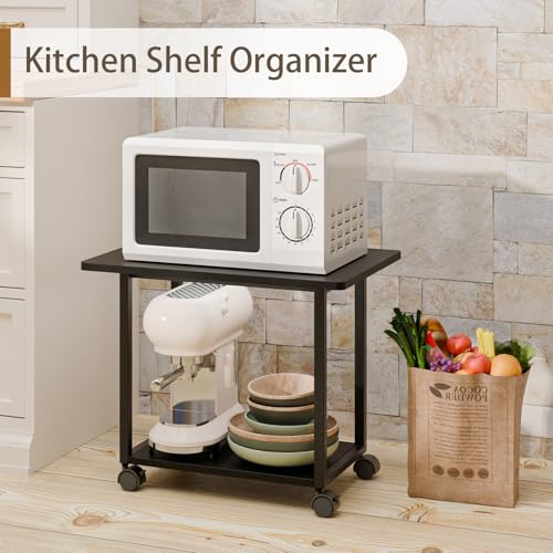 MARTY 22"x15.75" Large Printer Stand Under Desk, Rolling Cart Printer Table | 2 Tier Rolling Printer Cart with Wheels, Storage Shelf, Fit Printer/Fax/3d/Scanner, For Home Office Dorms, Heavy Duty, Black - color: Black