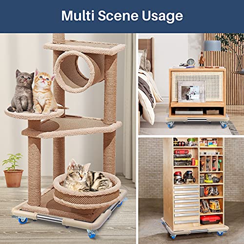 SPACECARE Mini Fridge Stand Mobile Roller, Adjustable Furniture Dolly with 4 Locking Wheels, Heavy Duty Washing Machine Base, Universal Appliance Pedestal for Dryer and Refrigerator- Off White - color: Ivory