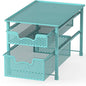 Simple Houseware Stackable 2 Tier Sliding Basket Organizer Drawer, Turquoise - color: Turquoise, size: 2-Tier