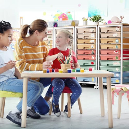 SYKIARIOL Rolling Cart with Drawers,10 Drawer Rolling Cart,Storage Cart with Wheels,Utility Cart with Drawers,Teacher Cart for Classroom Storage,Craft Cart with Wheels and Wooden Tabletop,Rainbow - color: rainbow