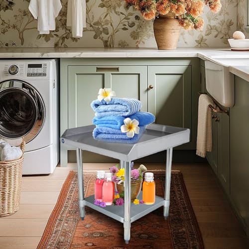 Stainless Steel Equipment Grill Stand with Adjustable Undershelf | Heavy Duty 18-Gauge Top | NSF Certified for Commercial Kitchen & Utility Use (24"x24") - size: 24"x24"