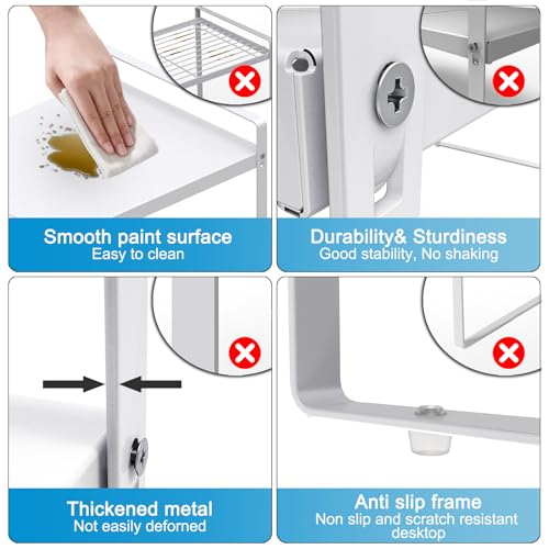 Expandable Shelf for Cabinet, 11" Deep Kitchen Cabinet Organizer, 1 Pack | Adjustable 14-26", Heavy Duty Metal Countertop Riser for Under Sink and Kitchen Cupboard Storage, 55 Lbs Anti-Sag, White - size: 11"D | 1 Pack