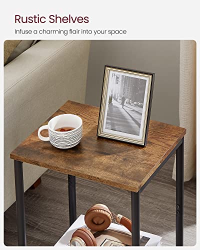 VASAGLE Side Tables Set of 2, Small End Table, Nightstand for Living Room, Bedroom, Office, Bathroom, Rustic Brown and Black ULET272B01 - color: Rustic Brown + Black