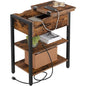 HOOBRO End Table with Charging Station, Narrow Side Table, Flip Top Nightstand with USB Ports and Outlets, Bedside Tables with Shelf for Small Spaces, Living Room, Rustic Brown BF341BZ01 - color: Rustic Brown + Black