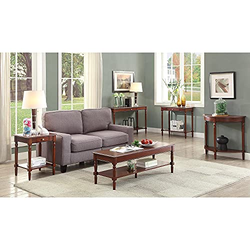 Convenience Concepts French Country Half-Round Entryway Table with Shelf, Black - color: Black