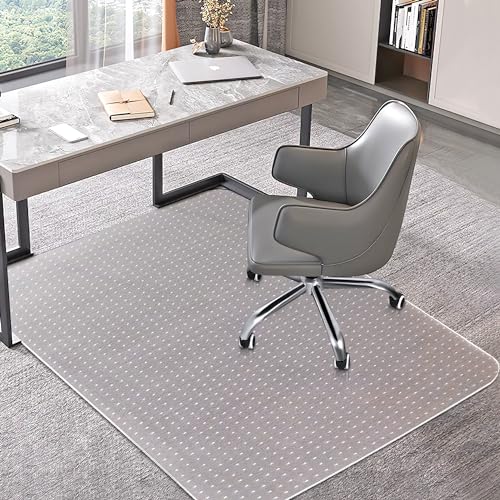 BesWin Office Chair Mat for Carpet, 48'' x 36'' Clear Floor Mat for Low and No Pile Carpeted Floors, Thick and Sturdy Carpet Protector for Work, Home, Gaming, Easy Glide and Flat Without Curling - size: 48" X 36" Rectangle