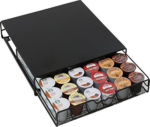 Deco Brothers K-Cup Holder Drawer for 36 Coffee Pods Storage, Black - color: Black with Metal Top, size: 36 Capsules