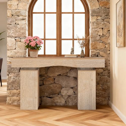 Sonharlar 63 Inch Long Entryway Table Bold, Wooden Console Table with Socket Farmhouse Sofa Table for Entrance, Hallway, Living Room, Behind Couch(Oak Brown) - color: Oak Brown, size: 63IN BD