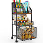 Rolling Cart with Drawers Metal Moving Craft Storage Cart with Lockable Wheels Wood&Mesh Rolling Utility Organizer Filing Cabinets for Home Office Classroom Organization(31 * 15 * 10 Inch)