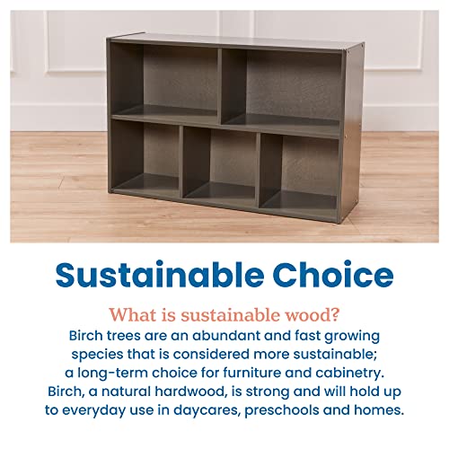 ECR4Kids Streamline 5-Compartment Single-Sided Storage Cabinet, 24in, Kids Furniture, Grey Wash - color: Grey Wash